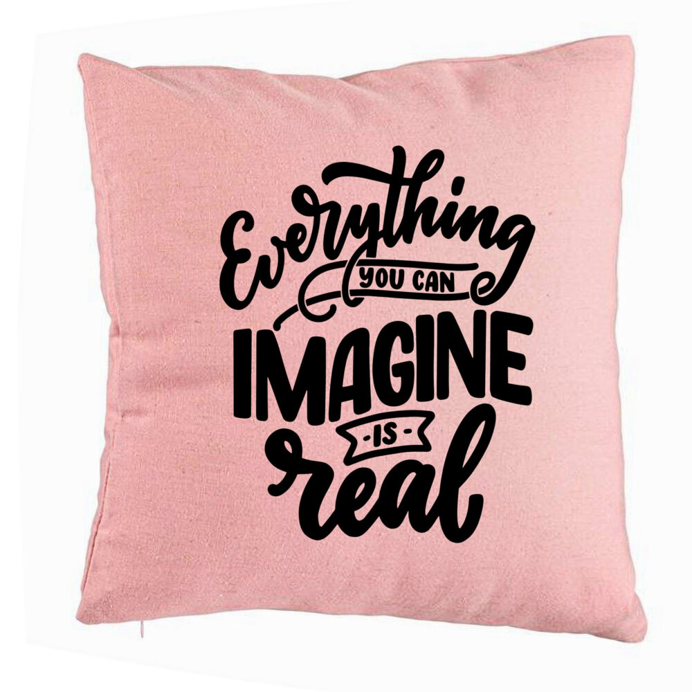 Perna Decorativa, Model Everything You can Imagine is Real, 40x40 cm, Roz, Husa Detasabila, Burduf 5 Perna Decorativa