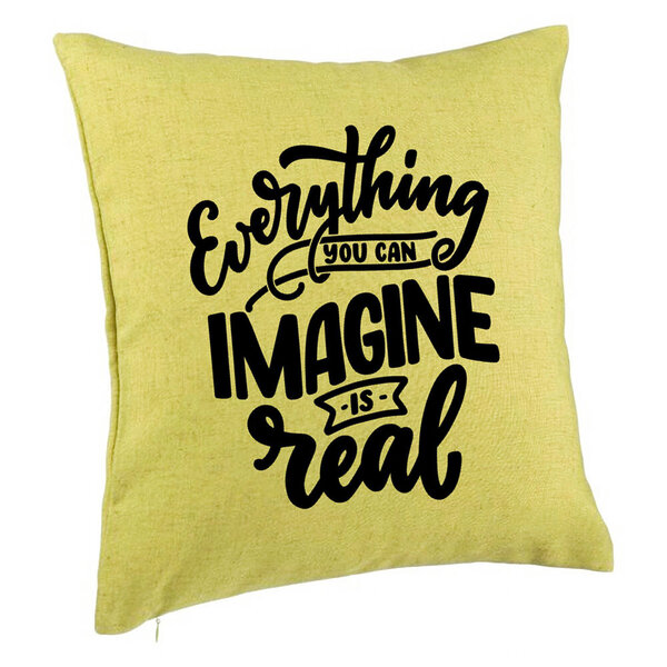 Perna Decorativa, Model Everything You can Imagine is Real, 40x40 cm, Verde, Husa Detasabila, Burduf 5 Perna Decorativa