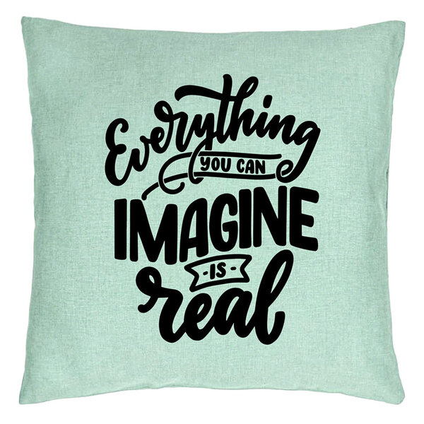 Perna Decorativa, Model Everything You can Imagine is Real, 40x40 cm, Verde Menta, Husa Detasabila, Burduf 15 Perna Decorativa