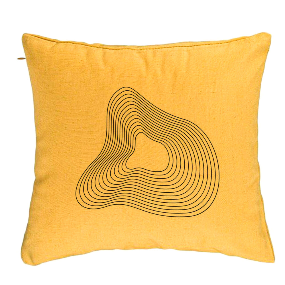 Perna Decorativa, Model F1, 40x40 cm, Galben, Husa Detasabila, Burduf 5 Perna Decorativa