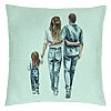 Perna Decorativa, Model Family in Blue, 40x40 cm, Verde Menta, Husa Detasabila, Burduf 22 Perna Decorativa