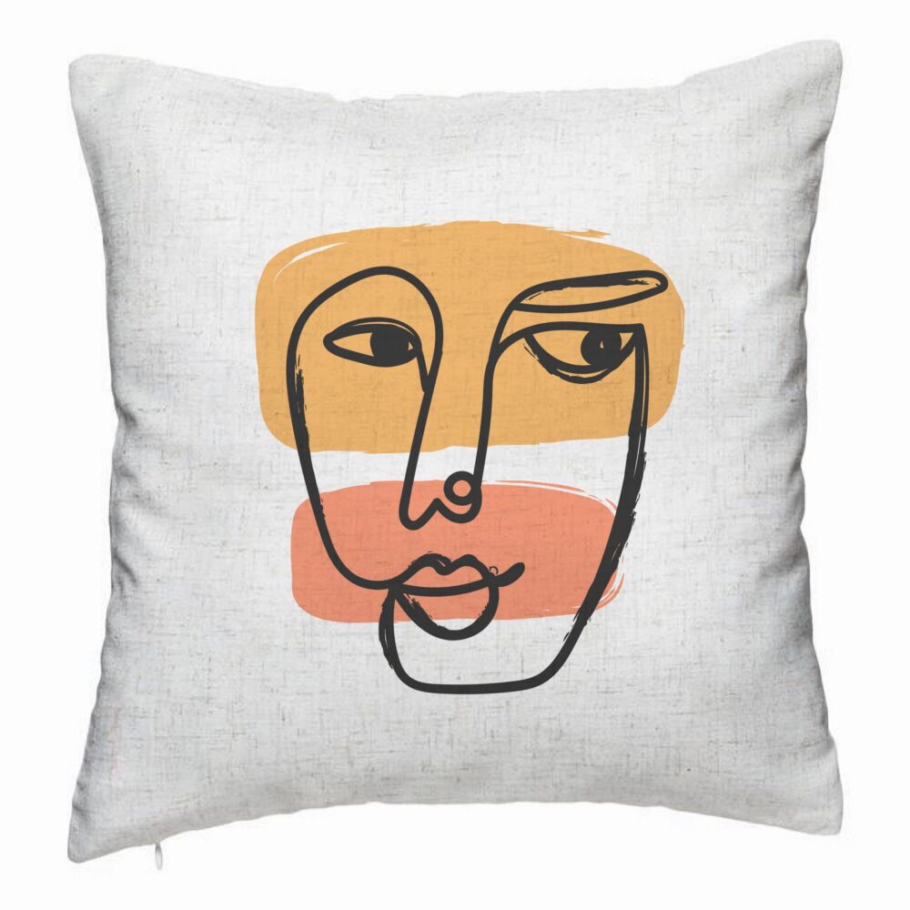 Perna Decorativa, Model Fata Femeie, 40x40 cm, Alb Murdar, Husa Detasabila, Burduf 5 Perna Decorativa