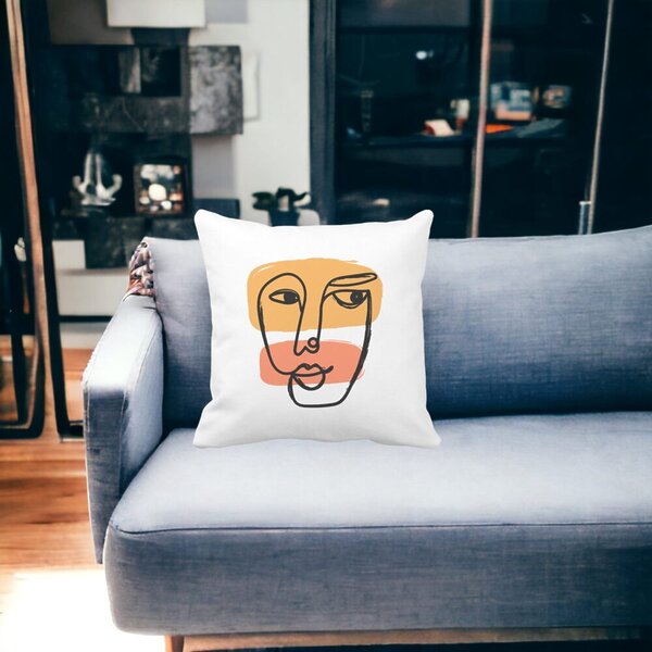 Perna Decorativa Model Fata Femeie, 40x40 cm, Alba, Mata, Husa Detasabila, Burduf 13 Alba