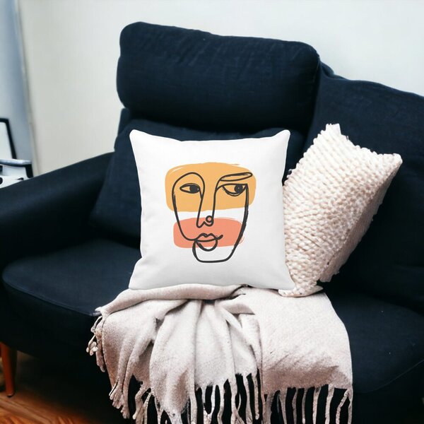 Perna Decorativa Model Fata Femeie, 40x40 cm, Alba, Mata, Husa Detasabila, Burduf 15 Husa Detasabila