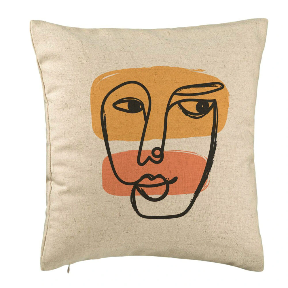 Perna Decorativa, Model Fata Femeie, 40x40 cm, Bej, Husa Detasabila, Burduf 5 Perna Decorativa
