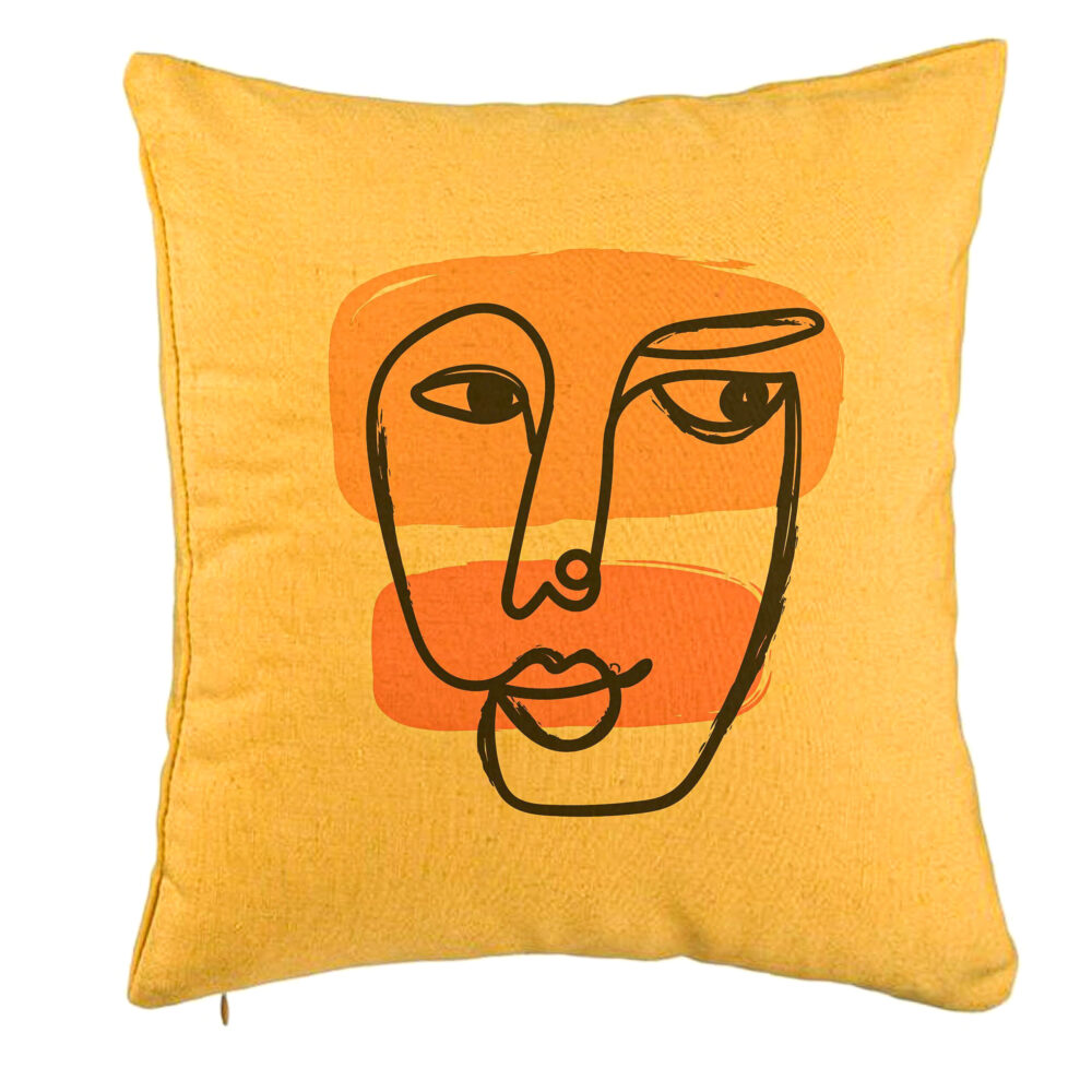 Perna Decorativa, Model Fata Femeie, 40x40 cm, Galben, Husa Detasabila, Burduf 5 Perna Decorativa