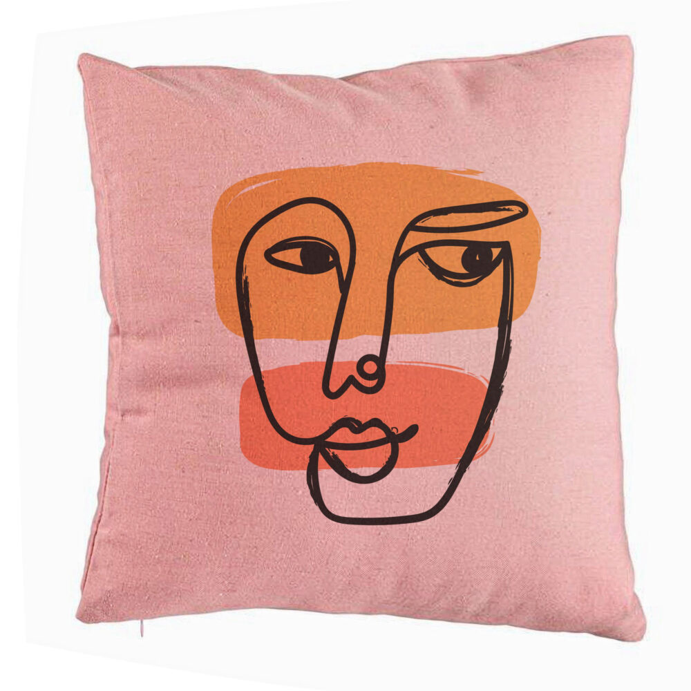Perna Decorativa, Model Fata Femeie, 40x40 cm, Roz, Husa Detasabila, Burduf 5 Perna Decorativa