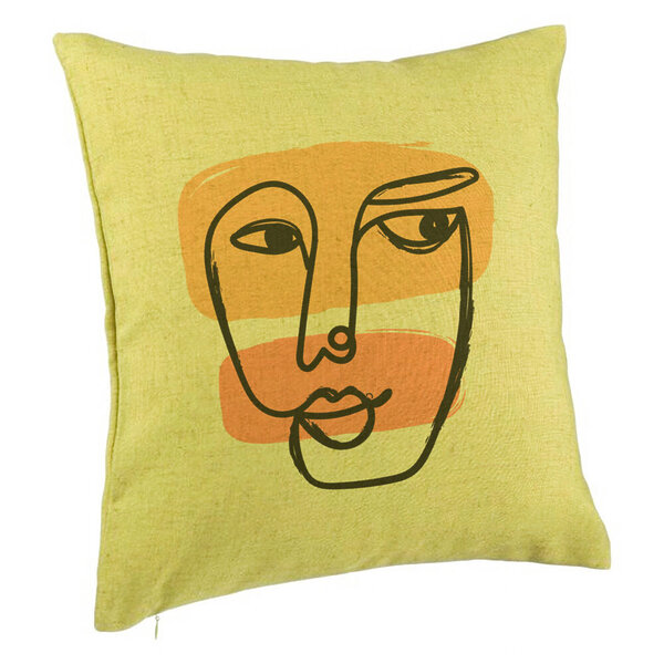Perna Decorativa, Model Fata Femeie, 40x40 cm, Verde, Husa Detasabila, Burduf 5 Perna Decorativa