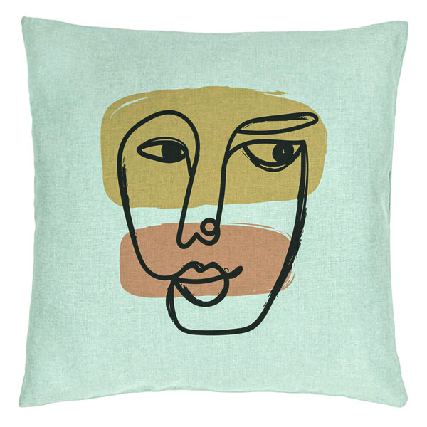 Perna Decorativa, Model Fata Femeie, 40x40 cm, Verde Menta, Husa Detasabila, Burduf 15 Perna Decorativa