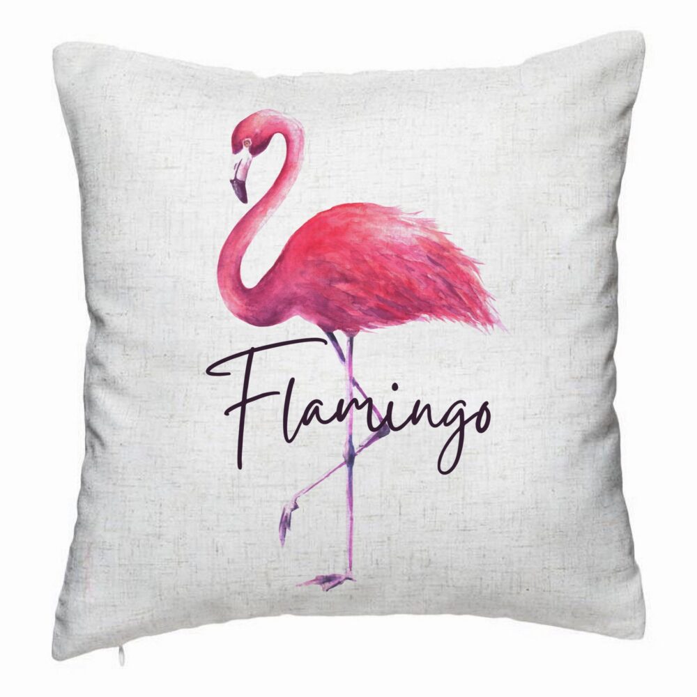 Perna Decorativa, Model Flamingo, 40x40 cm, Alb Murdar, Husa Detasabila, Burduf 5 Perna Decorativa