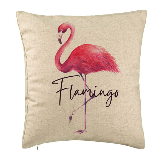 Perna Decorativa, Model Flamingo, 40x40 cm, Bej, Husa Detasabila, Burduf 5 Perna Decorativa