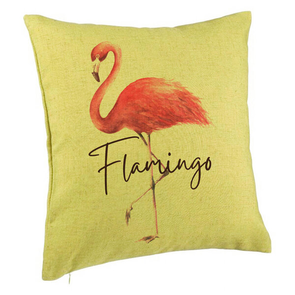 Perna Decorativa, Model Flamingo, 40x40 cm, Verde, Husa Detasabila, Burduf 5 Perna Decorativa