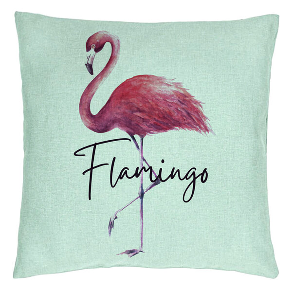 Perna Decorativa, Model Flamingo, 40x40 cm, Verde Menta, Husa Detasabila, Burduf 15 Perna Decorativa
