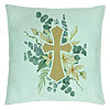 Perna Decorativa, Model Florala cu Cruce, 40x40 cm, Verde Menta, Husa Detasabila, Burduf 22 Perna Decorativa
