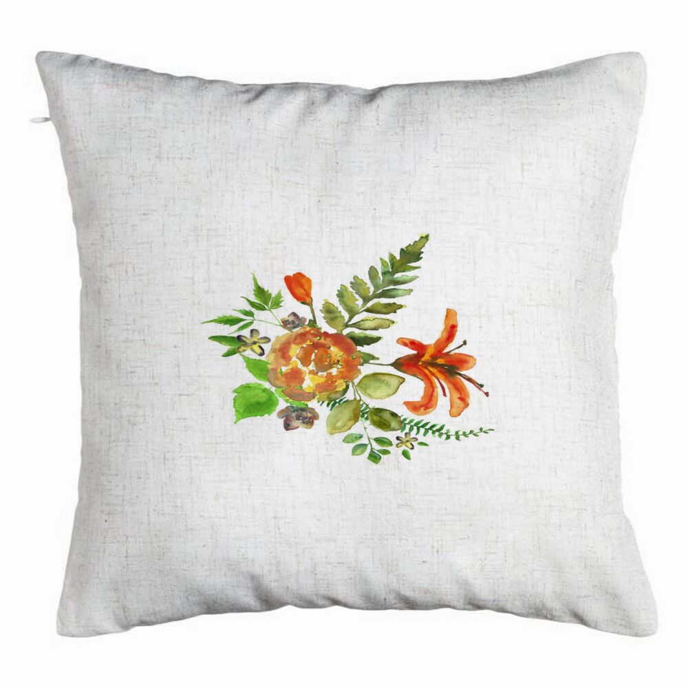 Perna Decorativa, Model Florale, 40x40 cm, Alb Murdar, Husa Detasabila, Burduf 5 Perna Decorativa