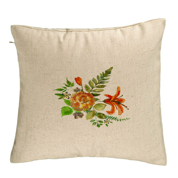 Perna Decorativa, Model Florale, 40x40 cm, Bej, Husa Detasabila, Burduf 5 Perna Decorativa