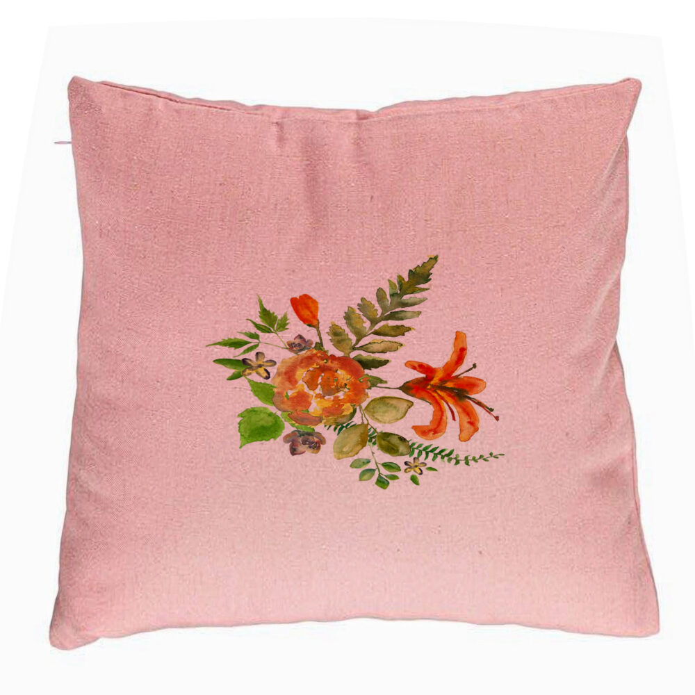 Perna Decorativa, Model Florale, 40x40 cm, Roz, Husa Detasabila, Burduf 5 Perna Decorativa