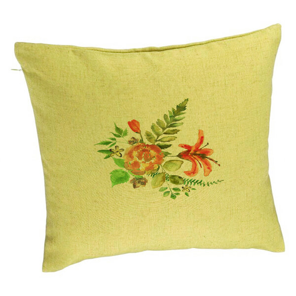 Perna Decorativa, Model Florale, 40x40 cm, Verde, Husa Detasabila, Burduf 5 Perna Decorativa