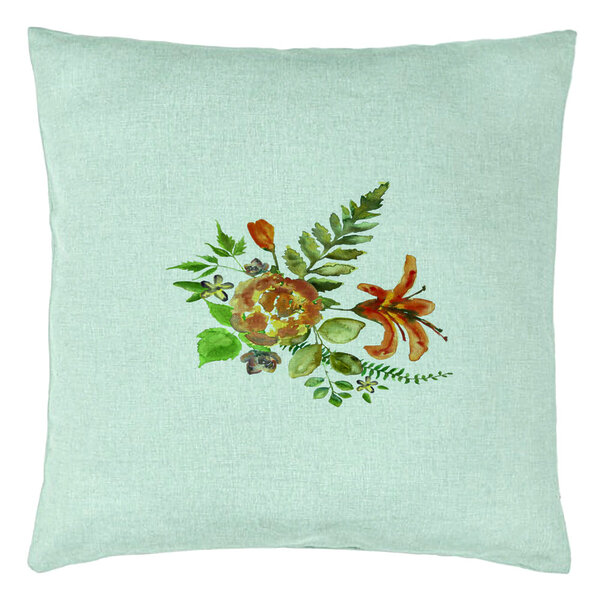 Perna Decorativa, Model Florale, 40x40 cm, Verde Menta, Husa Detasabila, Burduf 15 Perna Decorativa