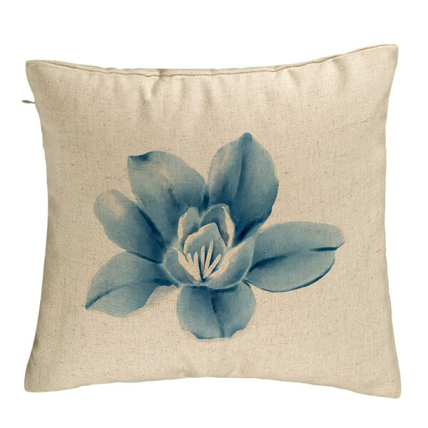 Perna Decorativa, Model Florale Blue Flower, 40x40 cm, Bej, Husa Detasabila, Burduf 5 Perna Decorativa
