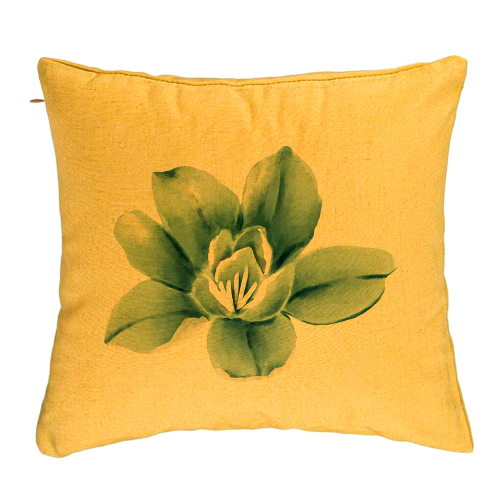 Perna Decorativa, Model Florale Blue Flower, 40x40 cm, Galben, Husa Detasabila, Burduf 5 Perna Decorativa