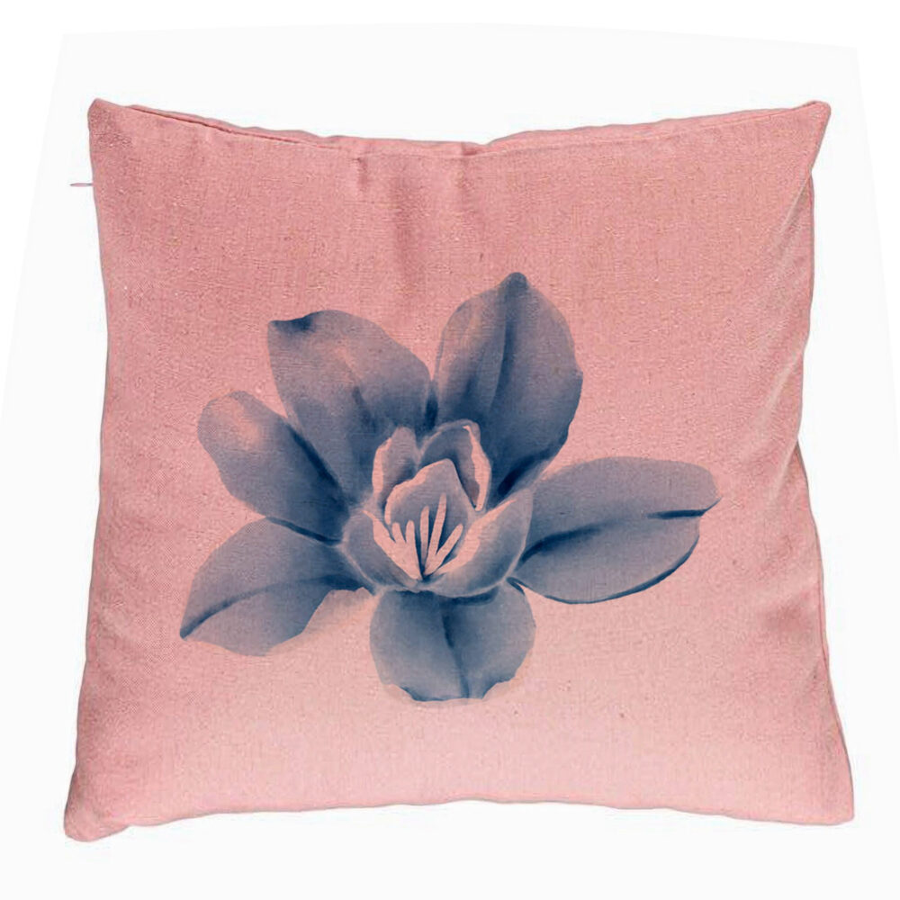 Perna Decorativa, Model Florale Blue Flower, 40x40 cm, Roz, Husa Detasabila, Burduf 5 Perna Decorativa