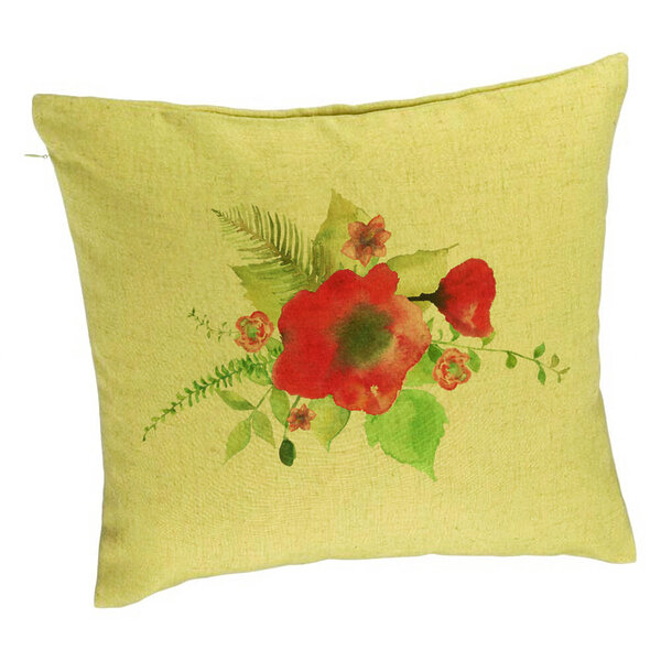 Perna Decorativa, Model Florale Mac, 40x40 cm, Verde, Husa Detasabila, Burduf 5 Perna Decorativa
