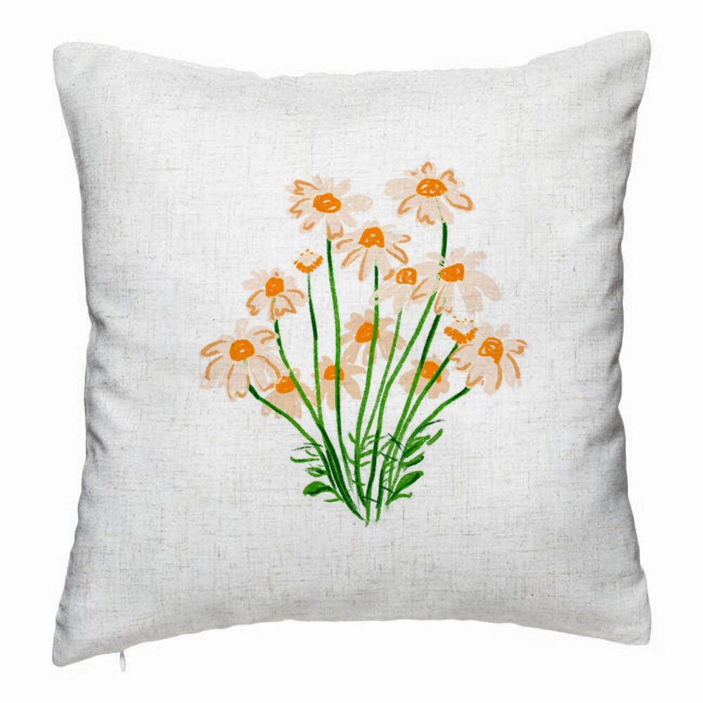 Perna Decorativa, Model Florale Margarete, 40x40 cm, Alb Murdar, Husa Detasabila, Burduf 5 Perna Decorativa