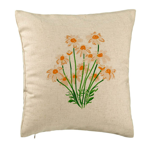 Perna Decorativa, Model Florale Margarete, 40x40 cm, Bej, Husa Detasabila, Burduf 5 Perna Decorativa