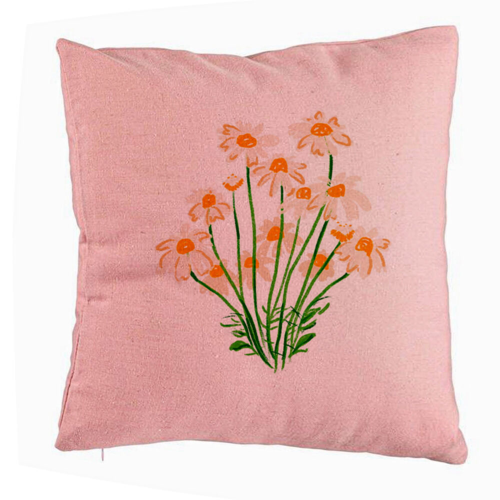 Perna Decorativa, Model Florale Margarete, 40x40 cm, Roz, Husa Detasabila, Burduf 5 Perna Decorativa