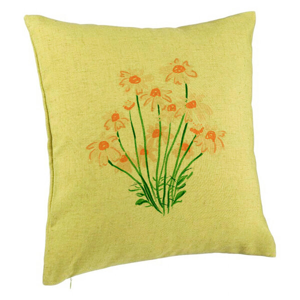 Perna Decorativa, Model Florale Margarete, 40x40 cm, Verde, Husa Detasabila, Burduf 5 Perna Decorativa