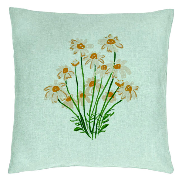 Perna Decorativa, Model Florale Margarete, 40x40 cm, Verde Menta, Husa Detasabila, Burduf 15 Perna Decorativa