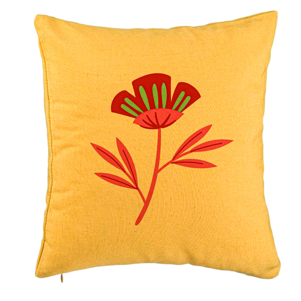 Perna Decorativa, Model Florale Red Paradise, 40x40 cm, Galben, Husa Detasabila, Burduf 5 Perna Decorativa