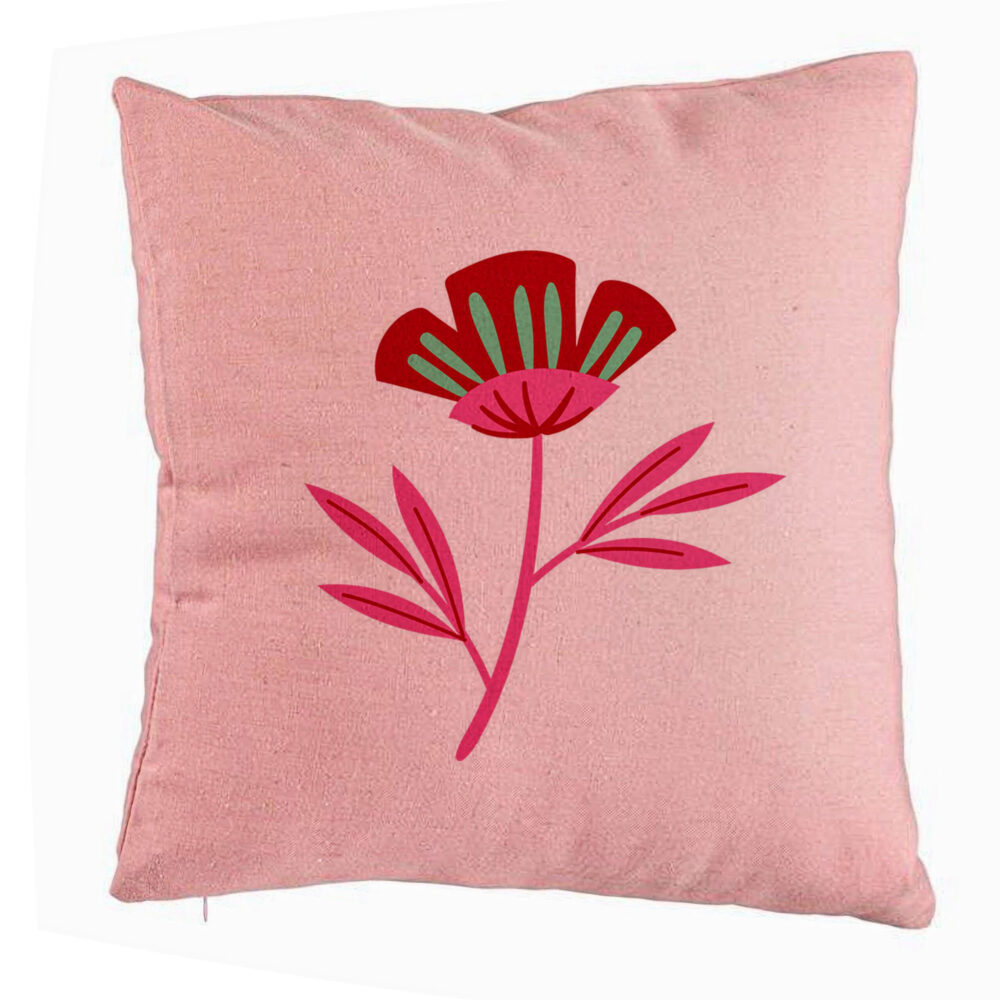 Perna Decorativa, Model Florale Red Paradise, 40x40 cm, Roz, Husa Detasabila, Burduf 5 Perna Decorativa