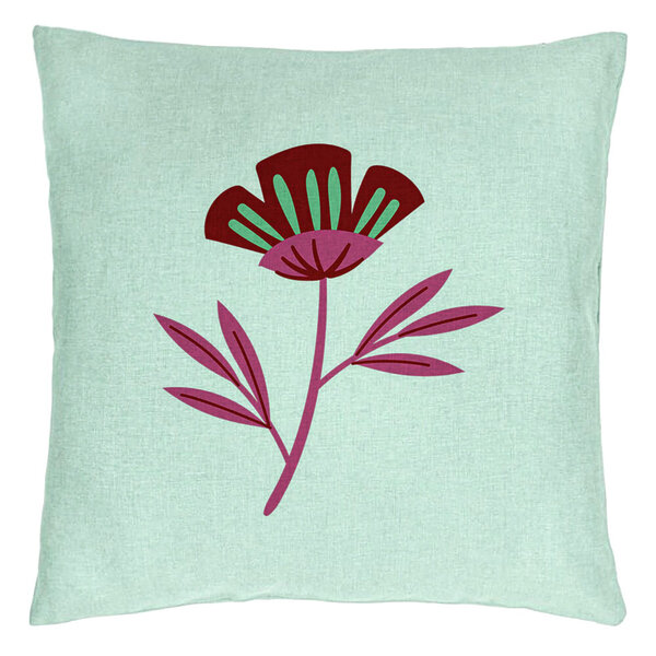 Perna Decorativa, Model Florale Red Paradise, 40x40 cm, Verde Menta, Husa Detasabila, Burduf 15 Perna Decorativa