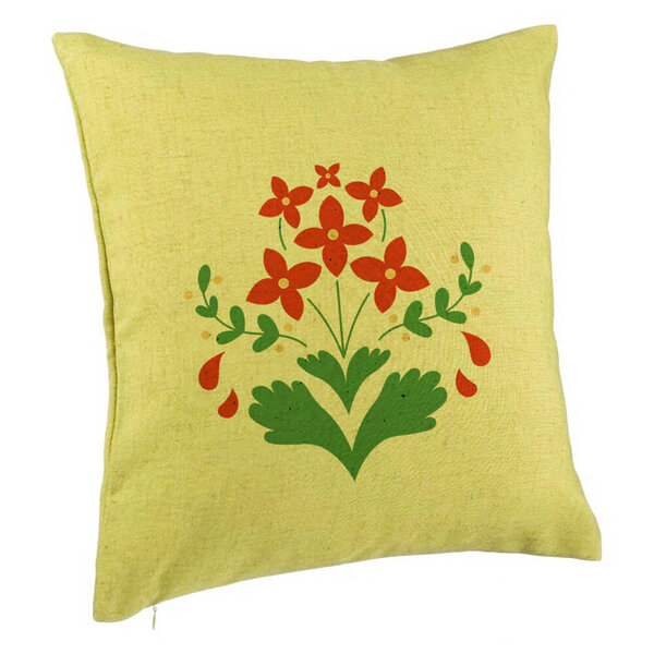 Perna Decorativa, Model Florale Rosii, 40x40 cm, Verde, Husa Detasabila, Burduf 5 Perna Decorativa