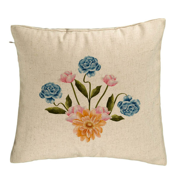 Perna Decorativa, Model Florale Roz Gold si Bejstru, 40x40 cm, Bej, Husa Detasabila, Burduf 5 Perna Decorativa