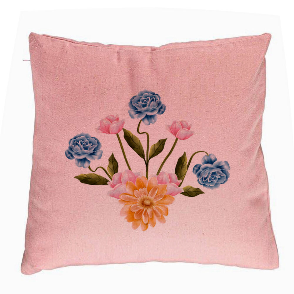 Perna Decorativa, Model Florale Roz Gold si Rozstru, 40x40 cm, Roz, Husa Detasabila, Burduf 5 Perna Decorativa