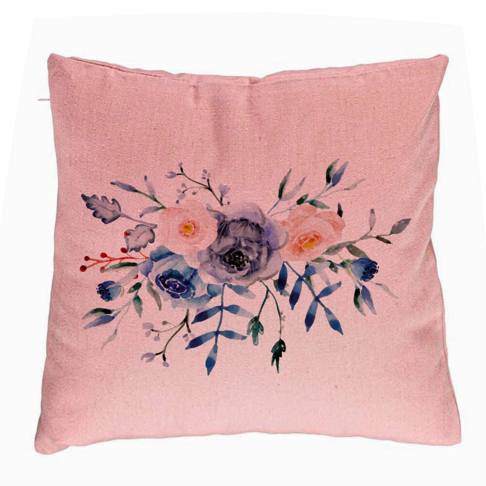Perna Decorativa, Model Florale Rozstre, 40x40 cm, Roz, Husa Detasabila, Burduf 5 Perna Decorativa