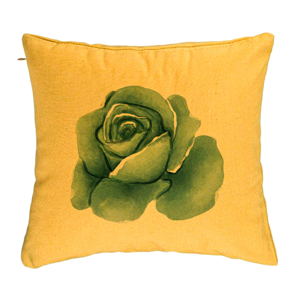 Perna Decorativa, Model Florale Trandafir Galbenstru, 40x40 cm, Galben, Husa Detasabila, Burduf 5 Perna Decorativa