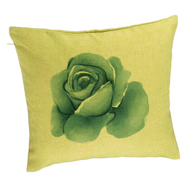 Perna Decorativa, Model Florale Trandafir Verdestru, 40x40 cm, Verde, Husa Detasabila, Burduf 5 Perna Decorativa