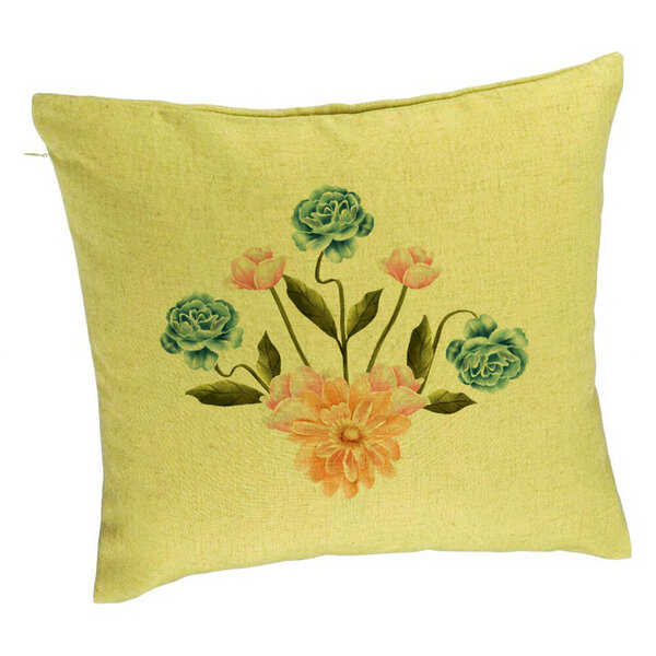 Perna Decorativa, Model Florale Verde Gold si Verdestru, 40x40 cm, Verde, Husa Detasabila, Burduf 5 Perna Decorativa