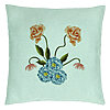 Perna Decorativa, Model Florale Verde Menta si Alastru, 40x40 cm, Verde Menta, Husa Detasabila, Burduf 22 Perna Decorativa