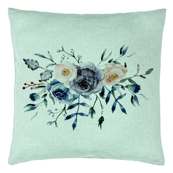 Perna Decorativa, Model Florale Verde Mentastre, 40x40 cm, Verde Menta, Husa Detasabila, Burduf 15 Perna Decorativa