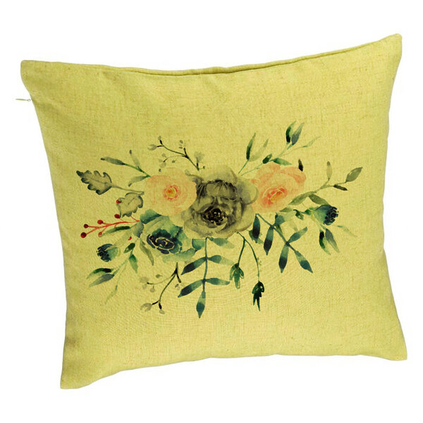 Perna Decorativa, Model Florale Verdestre, 40x40 cm, Verde, Husa Detasabila, Burduf 5 Perna Decorativa