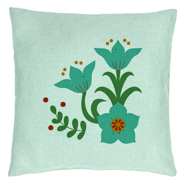 Perna Decorativa, Model Florale Verzi, 40x40 cm, Verde Menta, Husa Detasabila, Burduf 15 Perna Decorativa