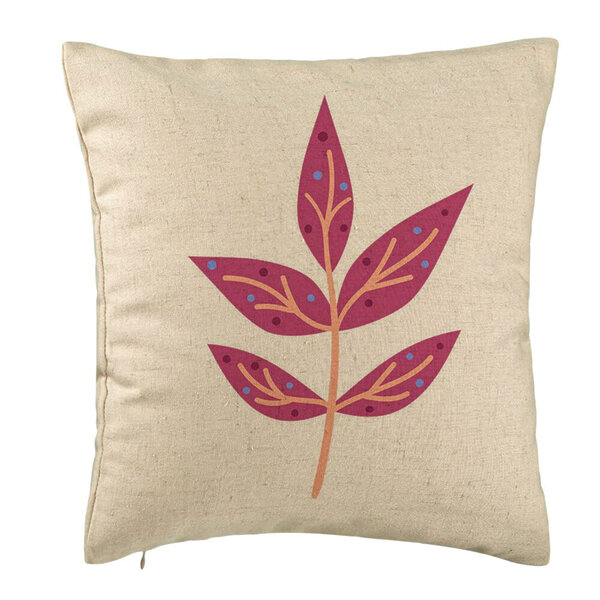 Perna Decorativa, Model Florale Yuko, 40x40 cm, Bej, Husa Detasabila, Burduf 5 Perna Decorativa