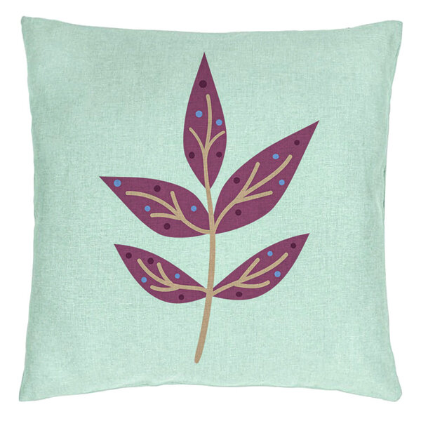 Perna Decorativa, Model Florale Yuko, 40x40 cm, Verde Menta, Husa Detasabila, Burduf 15 Perna Decorativa