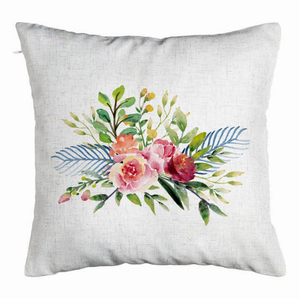 Perna Decorativa, Model Florale de vara, 40x40 cm, Alb Murdar, Husa Detasabila, Burduf 5 Perna Decorativa
