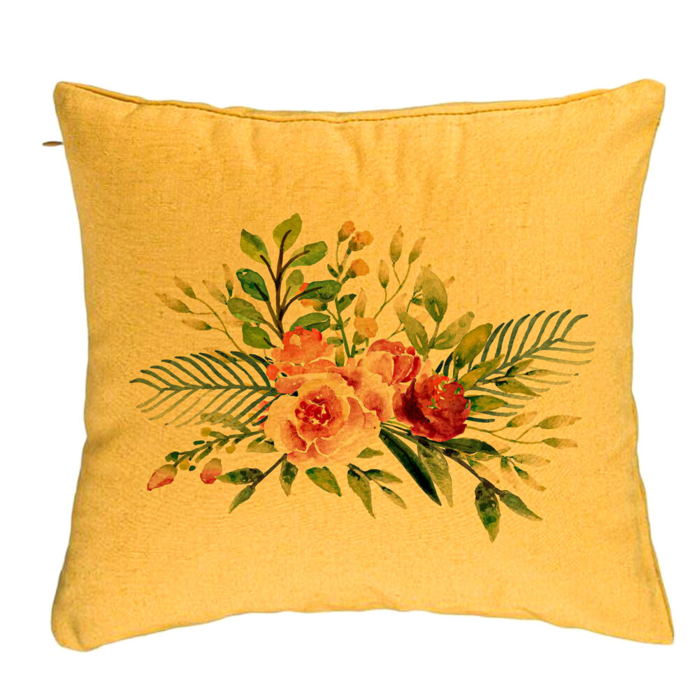 Perna Decorativa, Model Florale de vara, 40x40 cm, Galben, Husa Detasabila, Burduf 5 Perna Decorativa